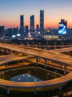 Modern highway interchange at dusk, symbolizing the impact of the Infrastructure Bill $500 Billion investment in national projects.