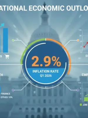 Infographic showing inflation rate of 2.9% for Q1 2026 with economic charts