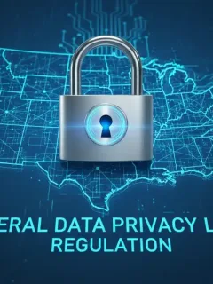 Digital padlock over US map representing federal data privacy laws