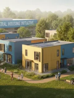Modern affordable housing units in a thriving community, symbolizing new federal initiatives.