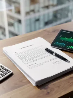 Detailed documents and financial tools laid out for comprehensive estate planning in 2026