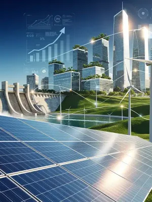Renewable energy sources powering a futuristic city, symbolizing the 2026 Federal Renewable Strategy's impact.
