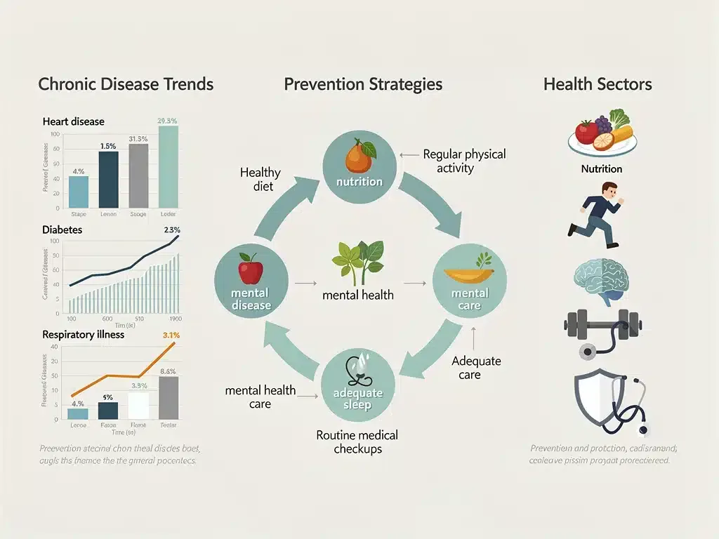 Infographic detailing chronic disease prevention strategies and public health data.