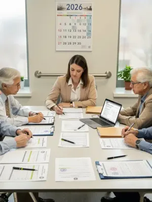Individuals reviewing disability benefit applications for 2026