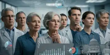 Diverse Americans reviewing healthcare policy changes for 2026, illustrating the broad impact on citizens.