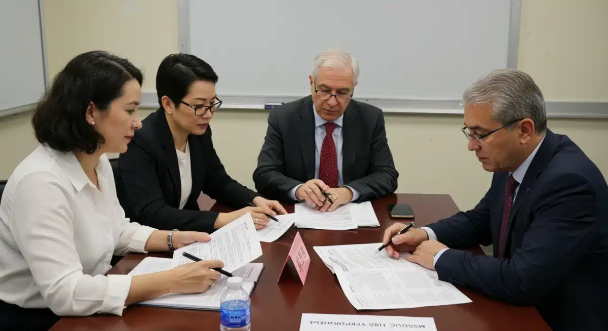 Policymakers discussing education reform strategies and funding implementation.