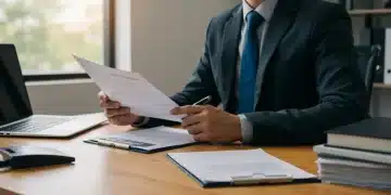 Person reviewing disability benefits application documents