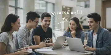 College students discussing financial aid forms, symbolizing 2026 FAFSA changes