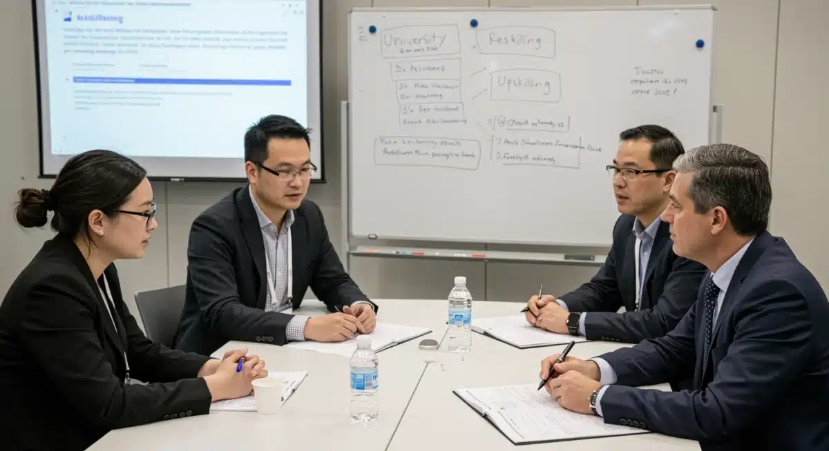 University faculty and industry leaders discussing curriculum to address future workforce needs.