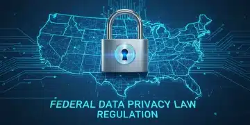 Digital padlock over US map representing federal data privacy laws