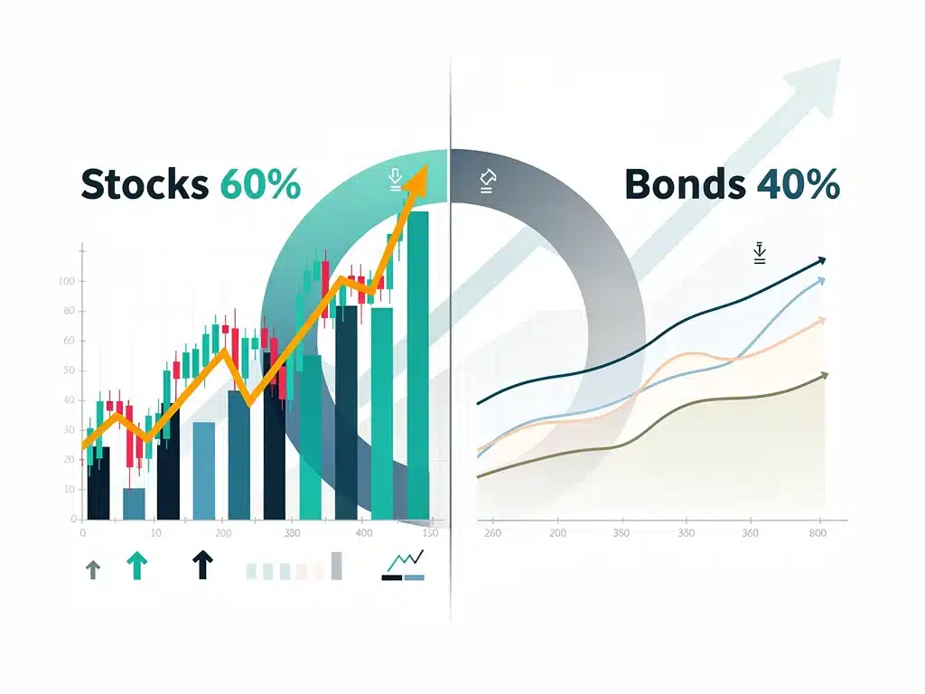 Visualizing a balanced 60/40 stock-bond investment portfolio