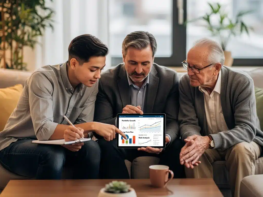 Diverse investors analyzing financial data for portfolio adjustments