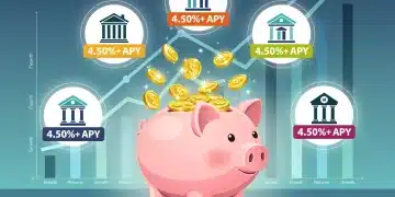 Illustration of top banks offering high-yield savings accounts with over 4.50% APY in 2026, featuring bank logos and financial growth.