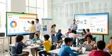 Students and teachers collaborating in a modern K-12 classroom, reflecting new education policies.