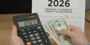 Hands calculating a 3.2% increase on monthly payments for SSI 2026.