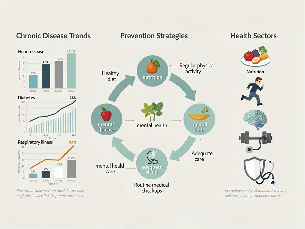 Infographic detailing chronic disease prevention strategies and public health data.
