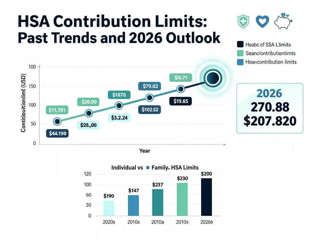 Historical and projected HSA contribution limits timeline