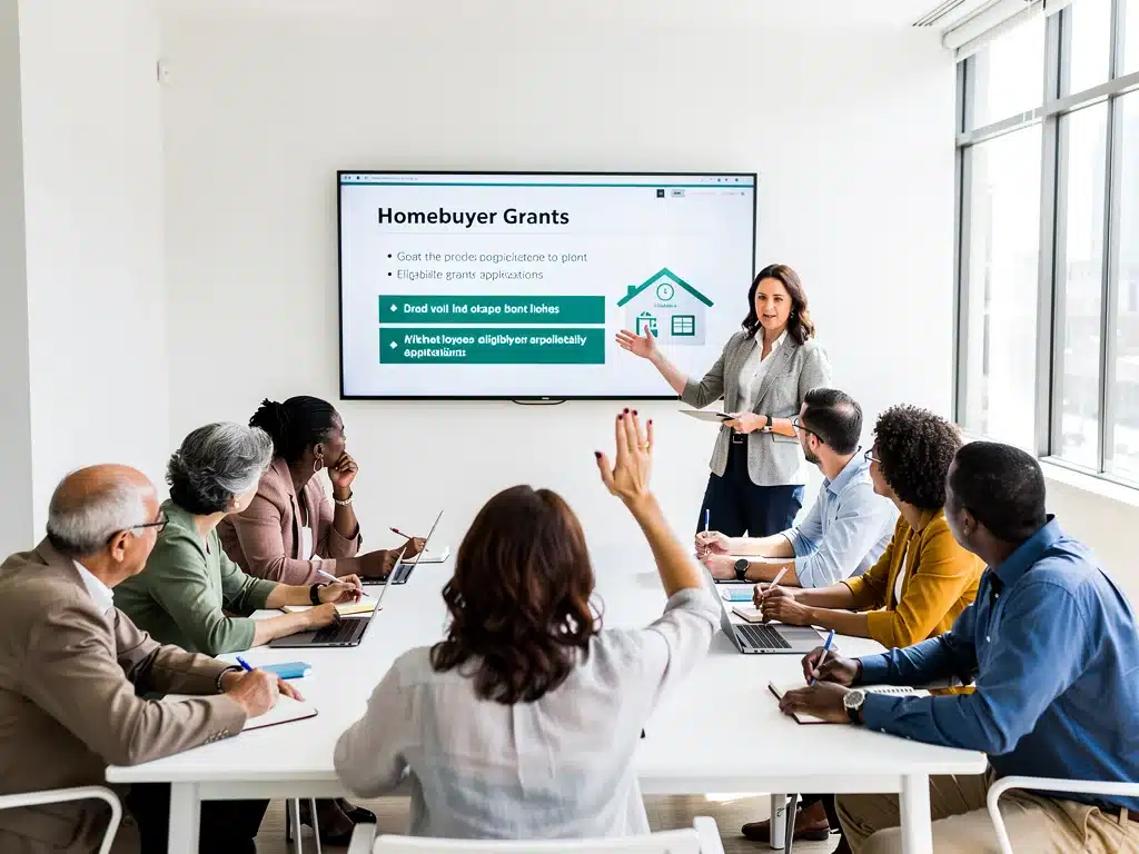 Diverse group attending homebuyer education workshop on grant applications