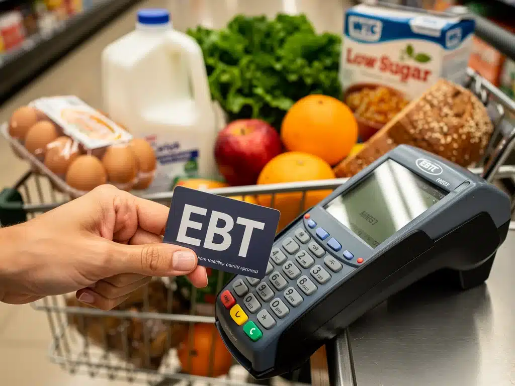 WIC EBT card being used for healthy food purchases