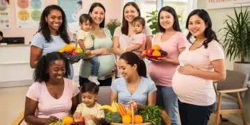 Diverse women and children with healthy food, representing WIC benefits
